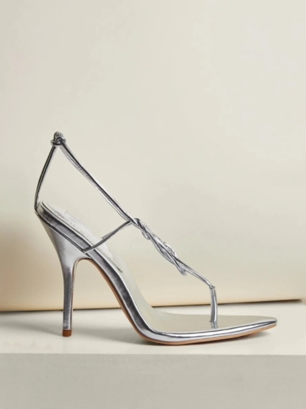 ByDose Silver Chrome Strappy Stiletto Sandals